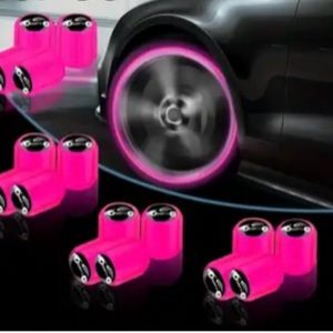 Car, Light Up Your Wheels w/Fluorescent Tire Valve Stem Caps, Pink, NEW